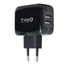 Tooq Cargador de Pared con 2 Puertos USB 2.0, Tecnología AI, Color Negro